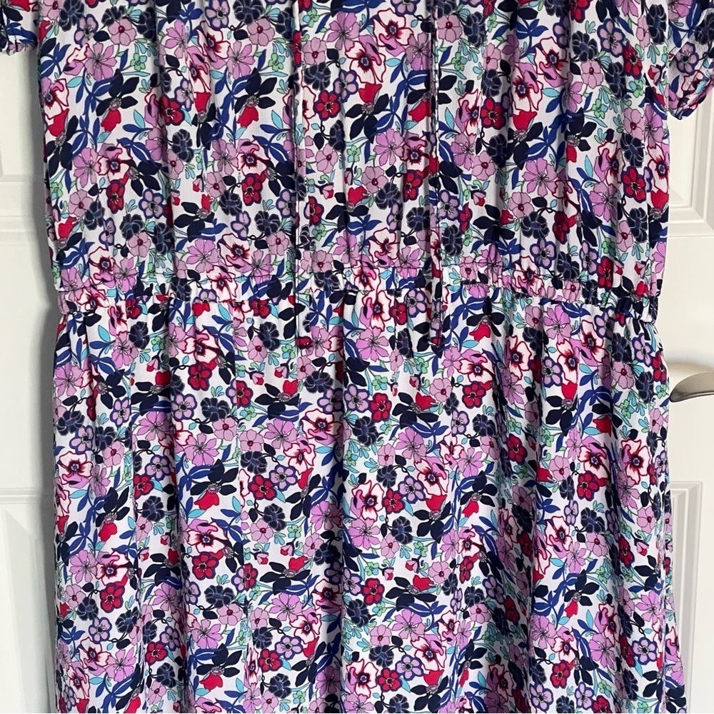 Talbots Paradise Floral Print Flutter Sleeve Popover Dress 29531 - Picture 7 of 15